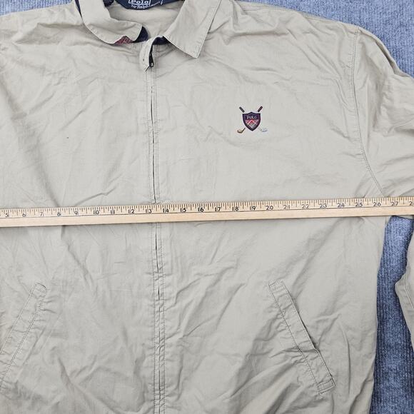 Polo Ralph Lauren Jacket Mens XXL Harrington Crest Shield Embroidered Golf Tan - Picture 4 of 8